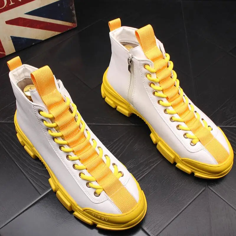 Hip hops Men 2020 Breathable Sneakers Vulcanize Boots Male yellow black Mesh Casual boots Tenis Masculino A32