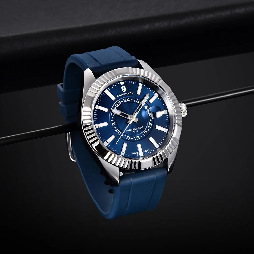 SAPPHERO Mens Watch Luxury Brand MIYOTA Quartz Movement 100M Waterproof Wristwatch Auto Date Luminious Sport Clock Male Gifts