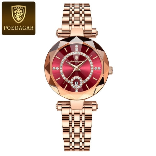 Poedagar Luxury Watch For Woman High Quality Diamond Ladies Quartz