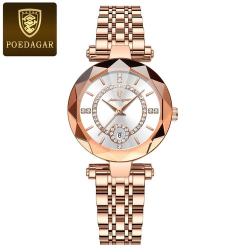 Poedagar Luxury Watch For Woman High Quality Diamond Ladies Quartz