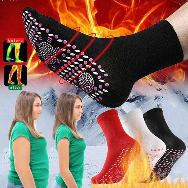 Winter Self-heating Health Care Socks Women Sports Self Heated Slimming Socks Man Short Sock Magnetic Therapy Warm Skiing Sox