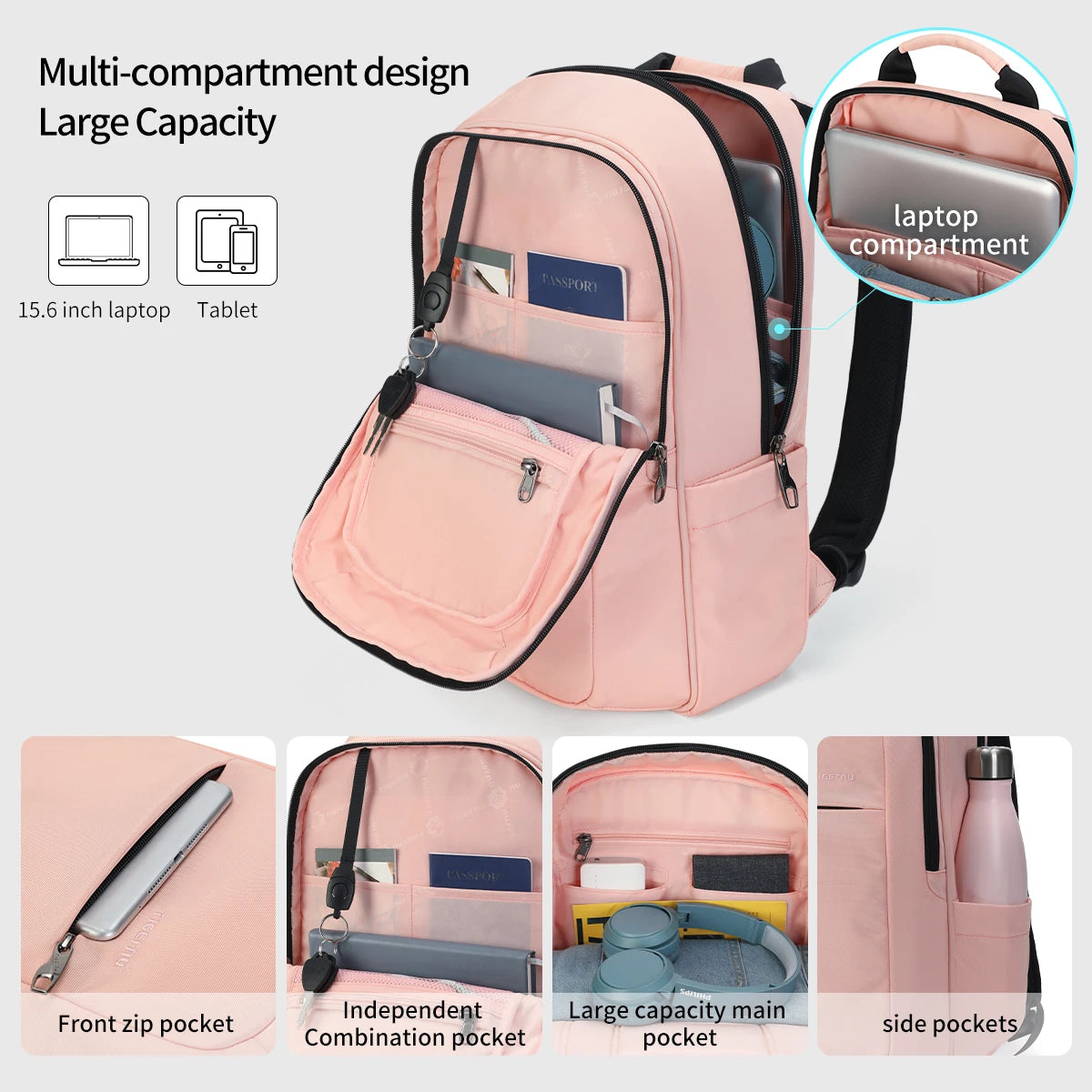 Lifetime Warranty High Quality Waterproof 15.6"Laptop Backpacks Men Women Travel Schoolbags Casual Light Mochilas Male Female