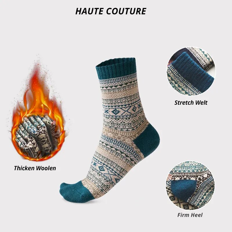 HSS Brand 5 Pairs Winter Men's Socks Thicken Sheep's Wool Socks Warm