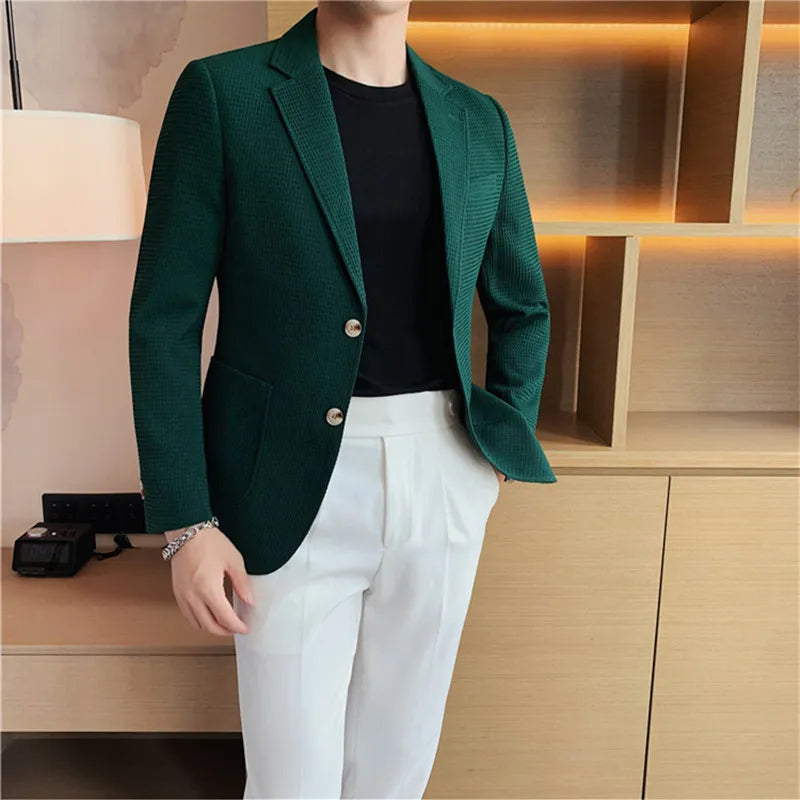 Male Casual Suit Jackets Blazer for Men Wedding Slim Fit Outwear Oversized Single Breasted Blazers Elegant Luxury Coats Korean