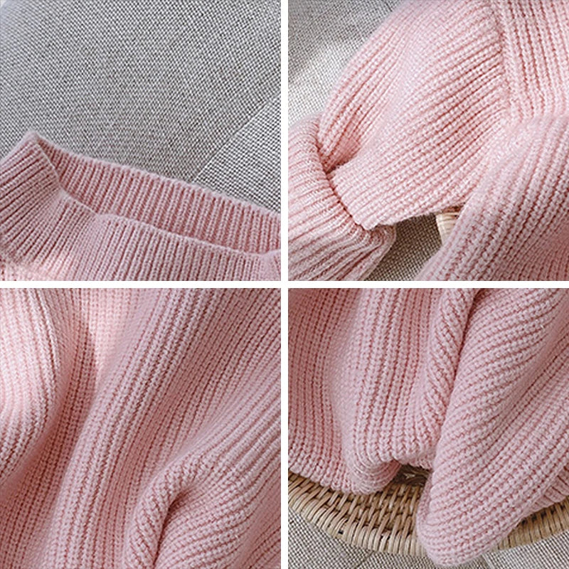 Melario Solid Color Baby Girls Soft Wool Knitted Sweater for