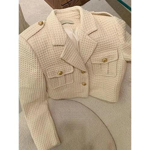 MEXZT Cropped Jackets Women Elegant Basic Blazer Coats Office Lady