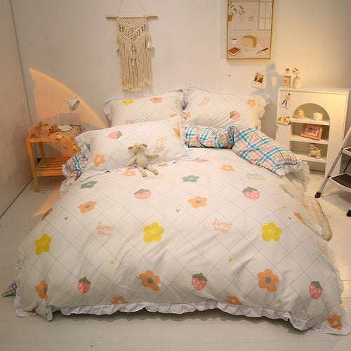 Yanyangtian Lace Bedding 4-piece Set Bed Sheet Quilt Cover Pillowcase