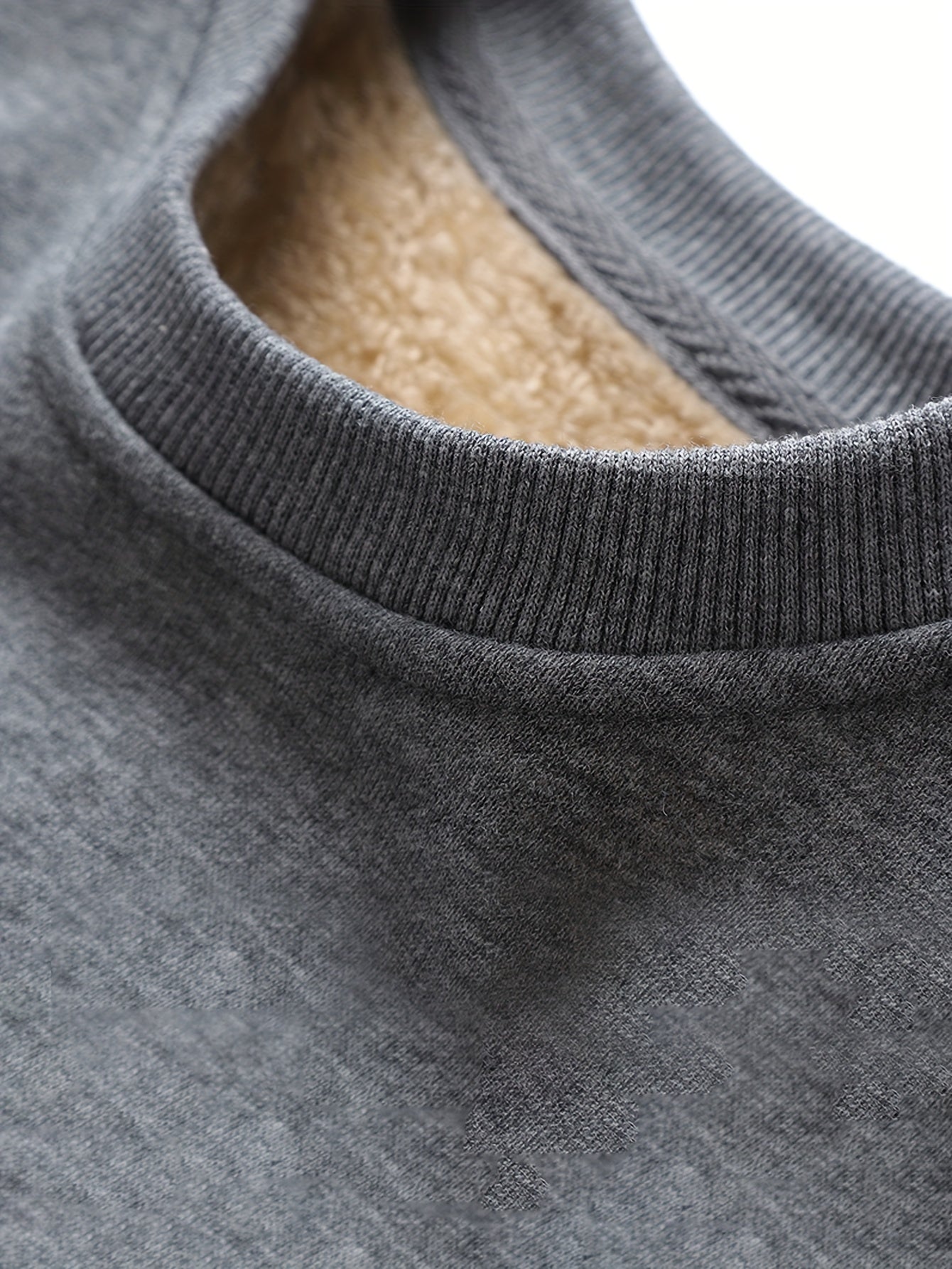 Cotton Blend Men's Crew Neck Sweatshirt Pullover For Men Fleece Sherpa Lined Sweatshirts For Winter Fall Long Sleeve Tops