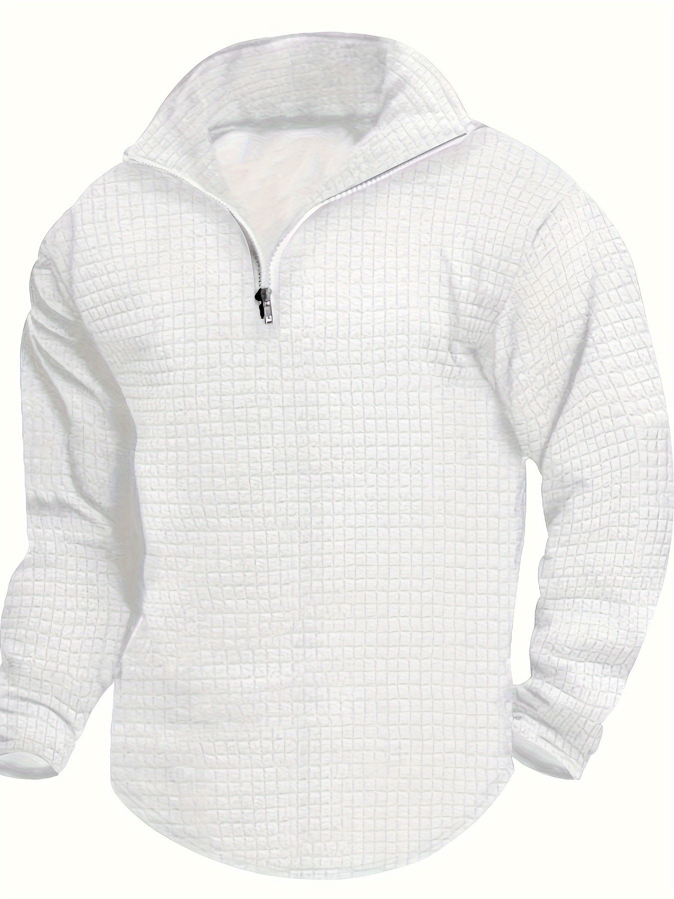 Men's Waffle Half Zipper Stand Collar Sweatshirt For Men Solid Sweatshirts For Winter Fall Long Sleeve Tops