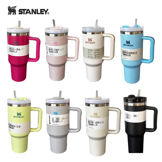 Stanley 30oz/40oz Insulated Tumbler With Lid and Straws Stainless Steel Coffee Tumbler with Handle Vacuum Leak Proof Coffee Cup